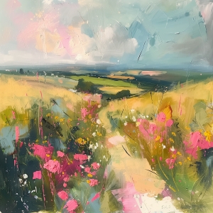 Blumenweg durch Felder