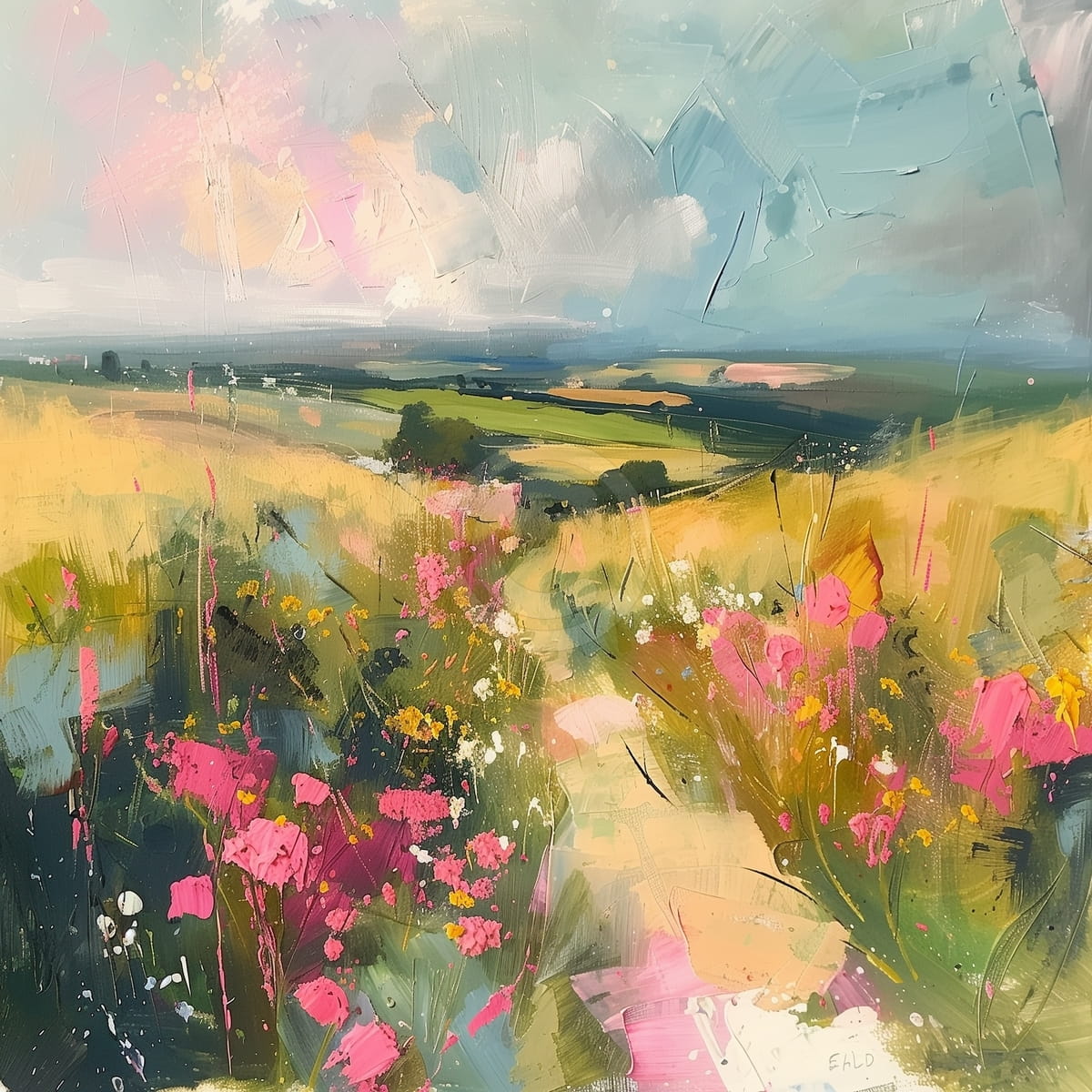 Blumenweg durch Felder