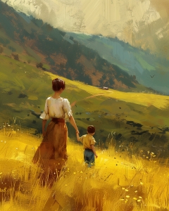 Mother and Child in Golden Field