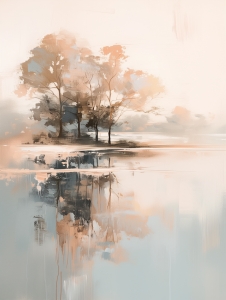 Alberi Riflessi nell&rsquo;Acqua Tranquilla