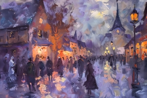 Lueur du Soir dans le Village