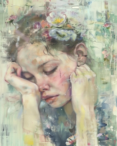 Ragazza con fiori tra i capelli