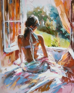 Woman Sitting by the Open Window
