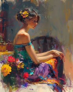Femme &Eacute;l&eacute;gante avec des Fleurs dans les Cheveux