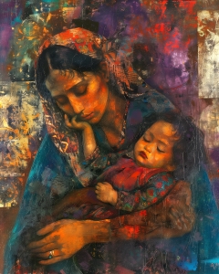 Madre Sosteniendo al Ni&ntilde;o Dormido