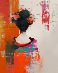 Japanische Frau von Hinten mit Haarschmuck