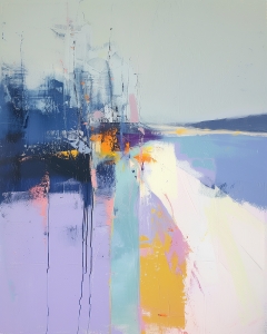 Costa Abstracta con Lavanda y Amarillo
