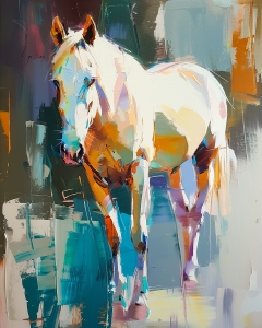 Cheval Blanc sous une Lumi&egrave;re Abstraite