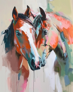 Two Horses with Expressive Brushstrokes
