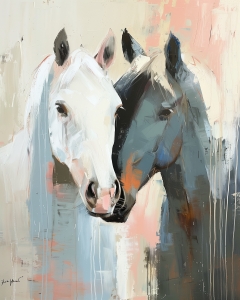Cheval blanc et cheval gris