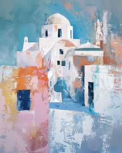 Edifici bianchi con cupole in una citt&agrave; costiera