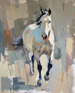 Cavallo bianco al galoppo