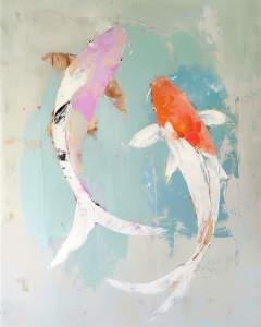 Dos Peces Koi en Agua Clara