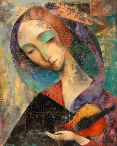 Femme Tenant une Guitare