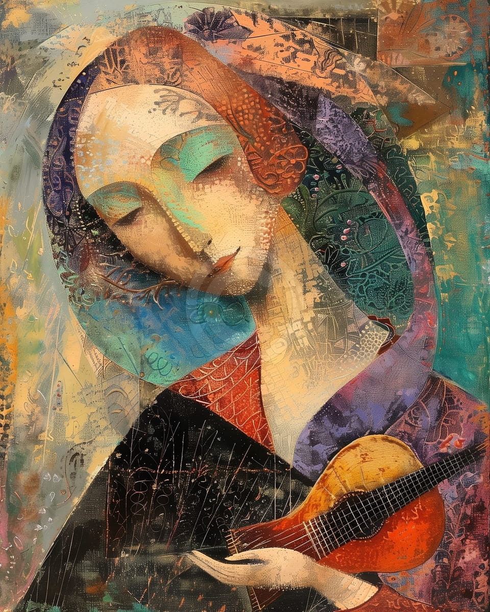Femme Tenant une Guitare