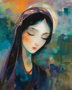 Donna con velo e occhi chiusi