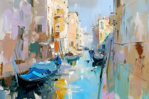 Gondole su un canale veneziano