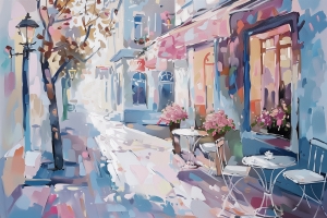 Caf&eacute; matutino en una calle tranquila