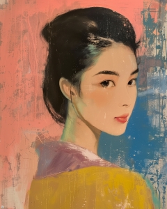 Femme en Robe Jaune au Regard de C&ocirc;t&eacute;