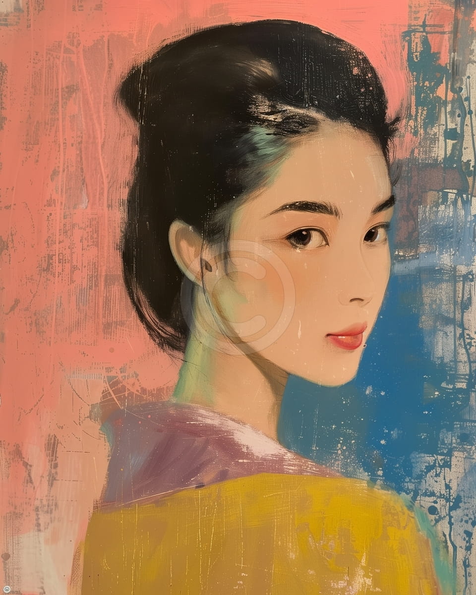 Femme en Robe Jaune au Regard de Côté