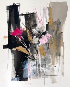 Fleurs Abstraites sur Fond Textur&eacute;