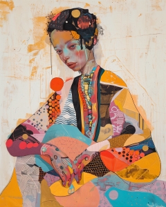 Femme assise aux mains crois&eacute;es