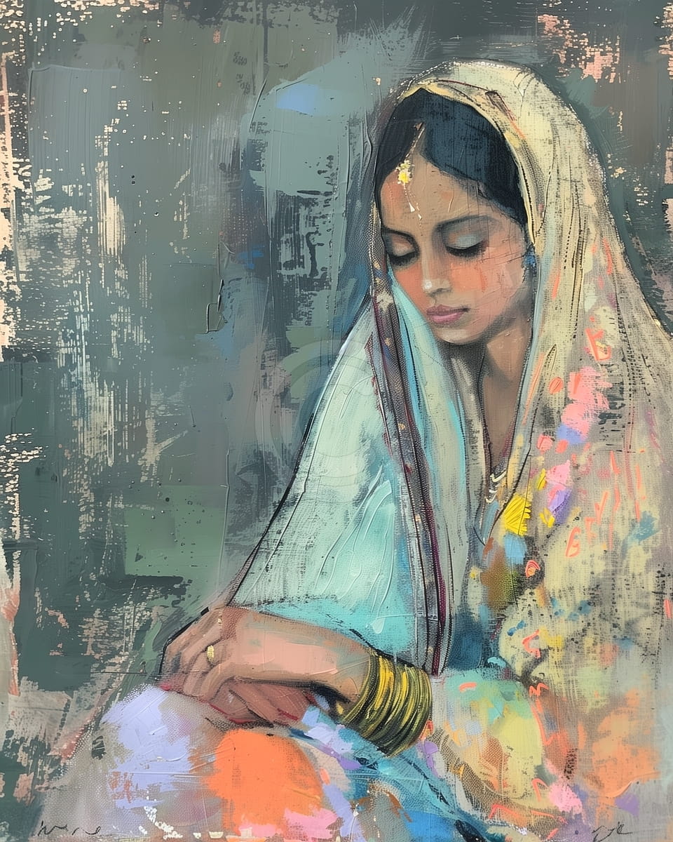 Mujer India con Velo Tradicional