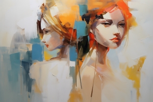 Dos Mujeres en Luz Abstracta