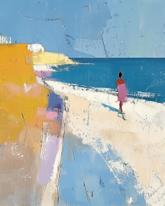 Frau beim Spaziergang am Bunten Strand