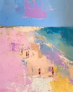Playa Abstracta con Personas junto al Mar