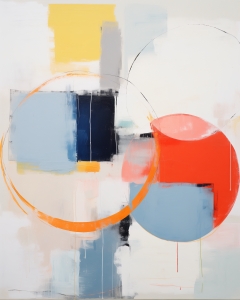 Cercle Orange avec Blocs Rouges et Bleus