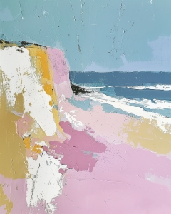 Rosa Strand mit Gelben und Weißen Klippen