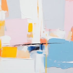 Yellow, Pink, and Blue Blocks with Black Lines