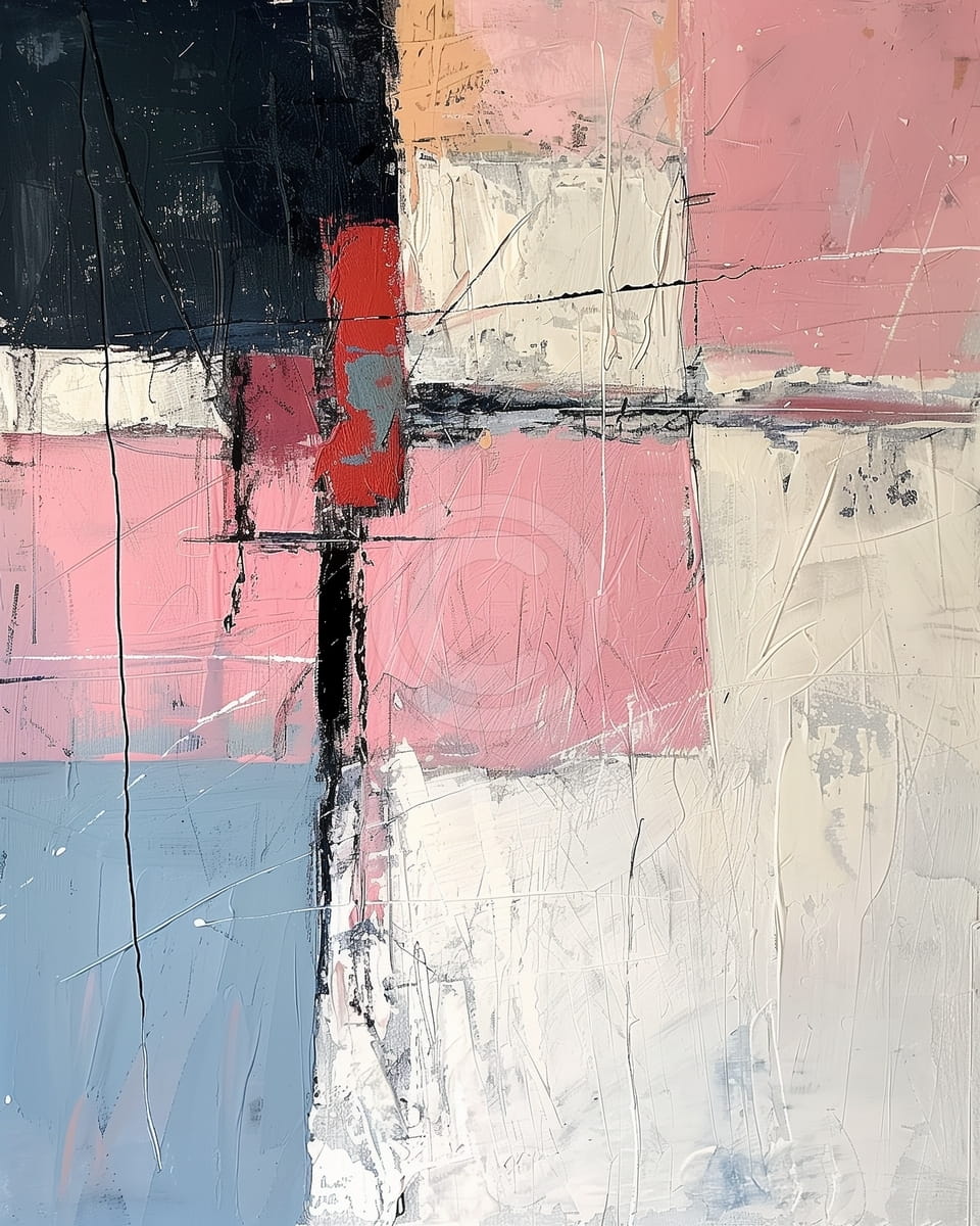 Grille Rose, Blanche et Noire avec Centre Rouge