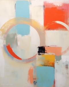 Intersecting Circles with Blue, Red, and Yellow Blocks