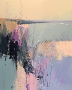 Abstrakte Dünen mit Gräsern und Küstenhorizont