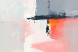 Grauer Block mit Orange und Rosa