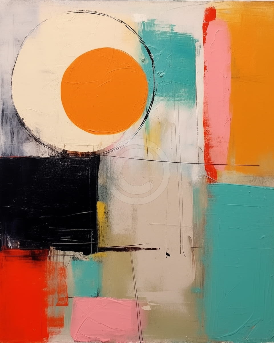 Cercle Orange et Blocs de Couleur