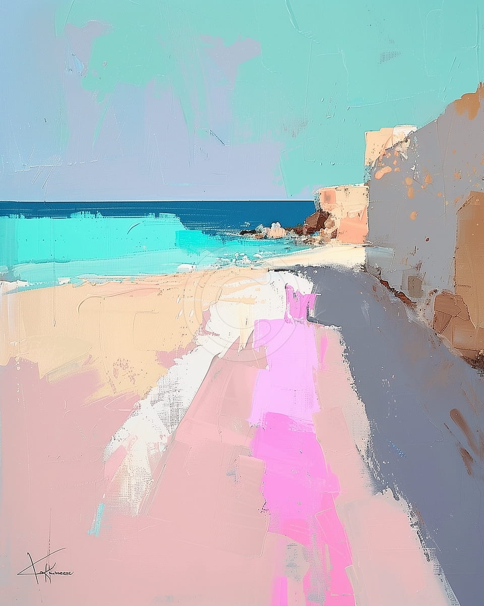 Chemin Côtier avec Rose et Turquoise