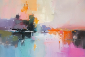Reflejo Abstracto en Tonos Pastel Brillantes