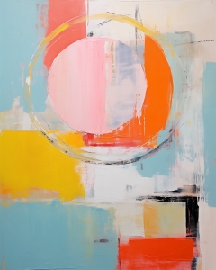 Cercle Rose avec Blocs Orange et Jaunes