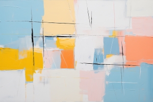 Blocchi Gialli, Blu e Pesca con Linee Nere Sottili