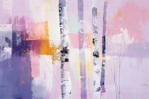 Birch Trees in Lavender Light