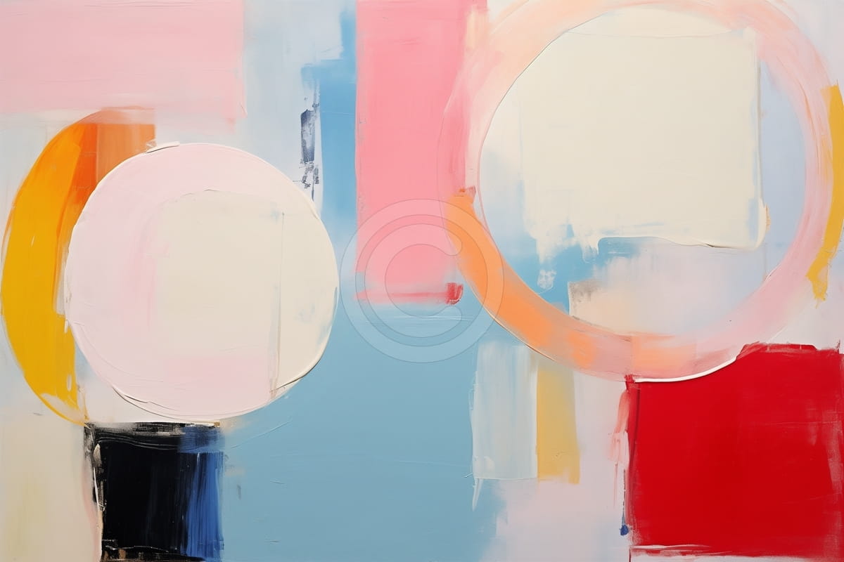 Deux Cercles Blancs avec Blocs de Couleurs