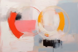 Two Overlapping Circles with Red and Yellow Accents