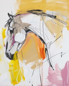Schizzo di cavallo in giallo e rosa
