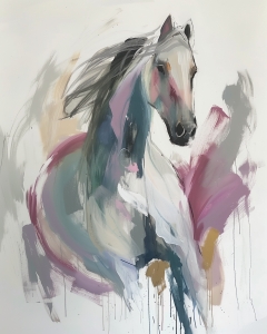 Cheval en Mouvement sur Fond Blanc