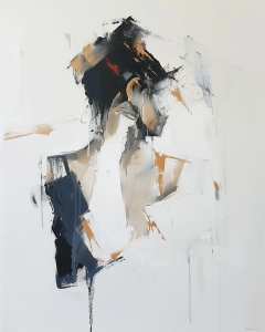 Femme aux Traits Abstraits sur Fond Blanc