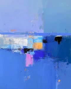 Paysage Marin Abstrait en Bleu et Violet