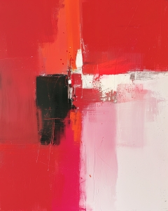 Abstraction Rouge et Noire avec Transition Rose